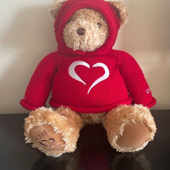 Millennial bear vintage gund curly haired bear stuffed animal red hood love 2000 - Picture 1 of 10